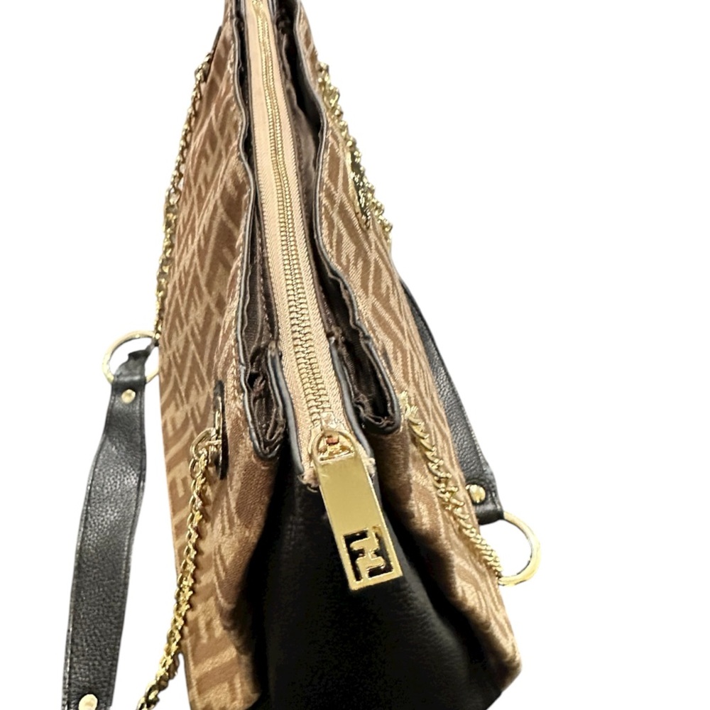 Fendi Brown Monogram Shoulder Bag with Gold Chain - Picture 6 of 10